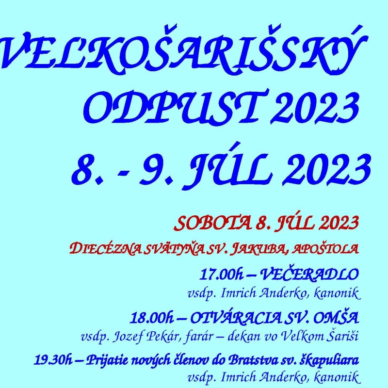 Pozvánka na odpustovú slávnosť